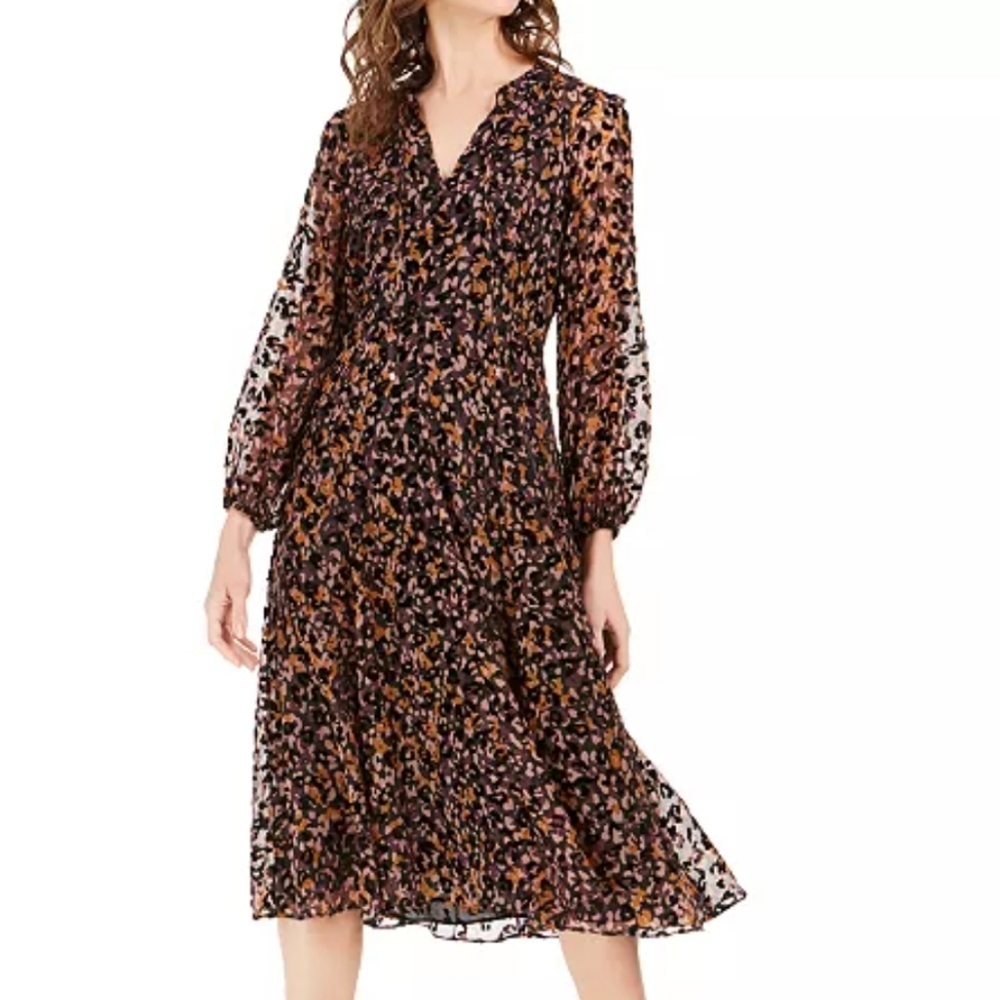 Tommy Hilfiger cheetah flocked midi dress